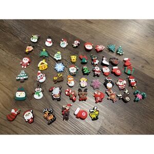 Lot of 50 Croc Charms  50 Piece Christmas Theme Santa Reindeer Trees Elves